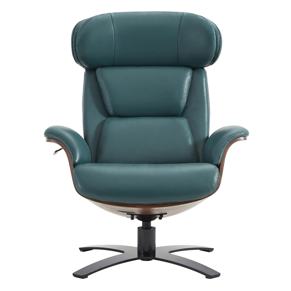 Top Grain Leather Reclining Swivel Chair with Ottoman