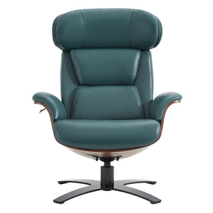 Top Grain Leather Reclining Swivel Chair with Ottoman