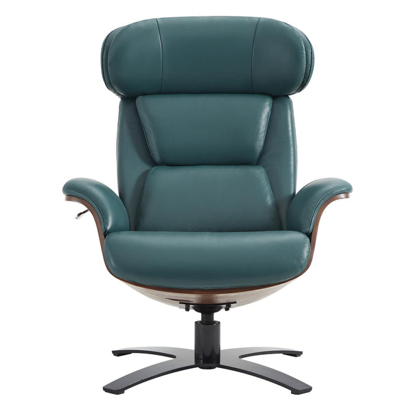 Top Grain Leather Reclining Swivel Chair with Ottoman