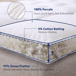 3-Inch Goose Feather Mattress Topper with Cotton Cover