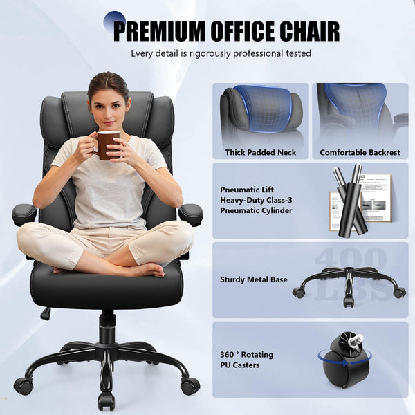 Ergonomic High Back Office Chair with Flip-Up Armrests
