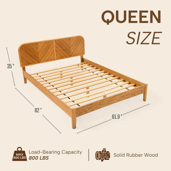 Woodmere Solid Wood Platform Bed Frame with Symmetry Headboard