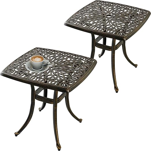 Cast Aluminum Square Outdoor Side Table – Set of 1 or 2