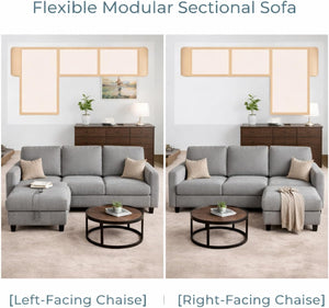 L-Shaped Corduroy Sleeper Sectional Sofa with Storage Chaise