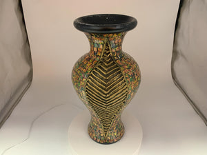 Mosaic Floor Vase – 18 Inch Tall Cylinder Terracotta & Glass