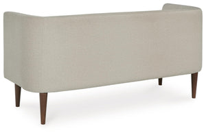 Upholstered Accent Bench with Curved Backrest, Beige