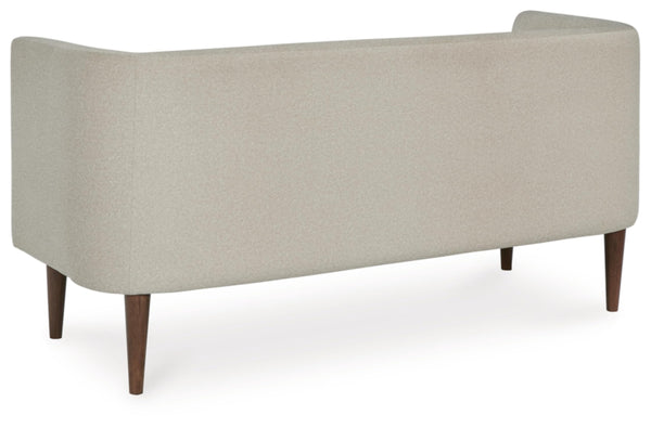Upholstered Accent Bench with Curved Backrest, Beige