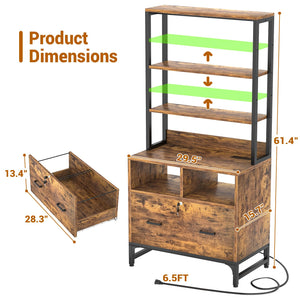 Vertical File Cabinet with Charging Station