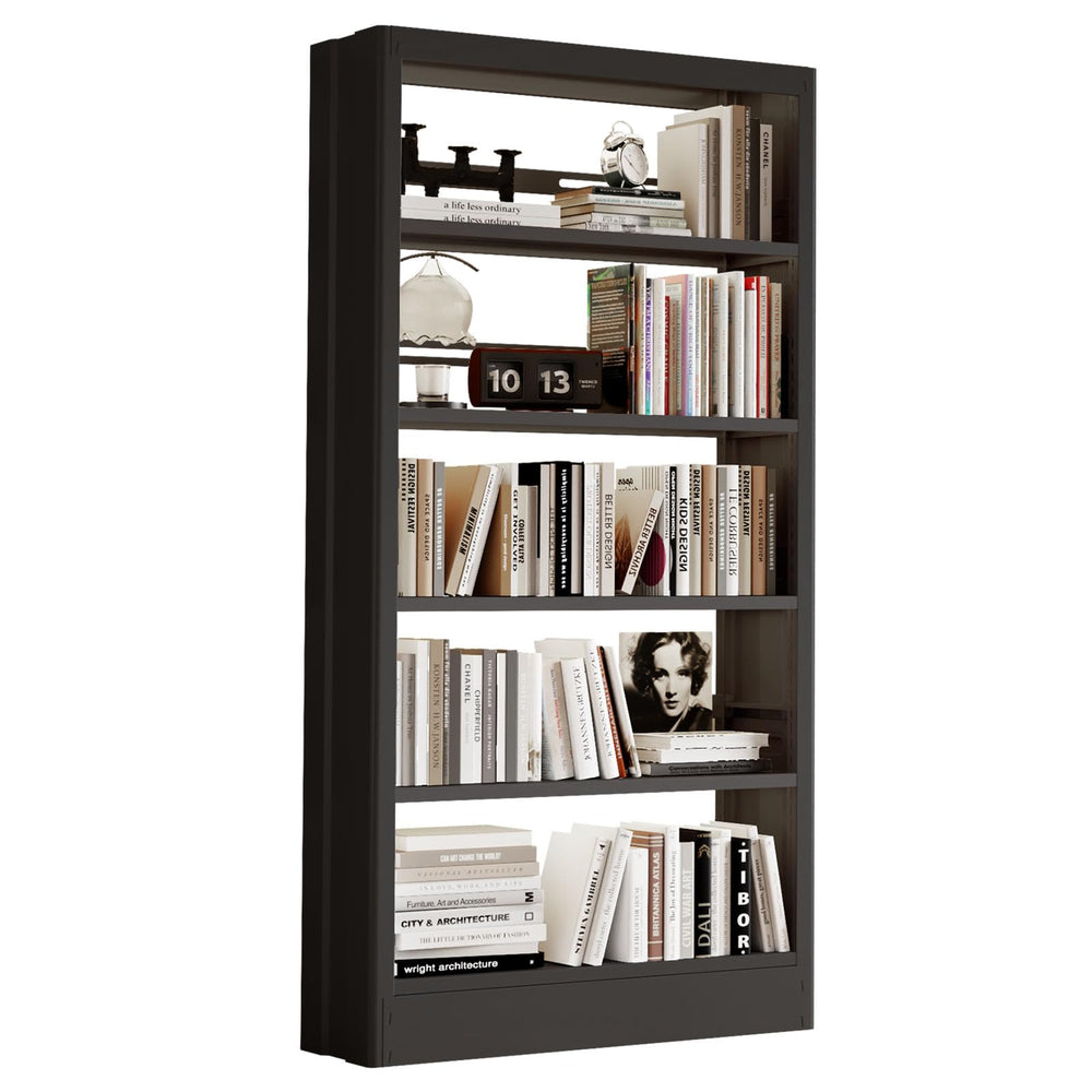 5-Tier Metal Bookshelf, 71"H Adjustable Tall Bookcase