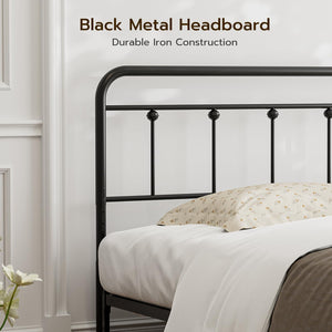Queen Size Metal Farmhouse Headboard – Adjustable Height, Black