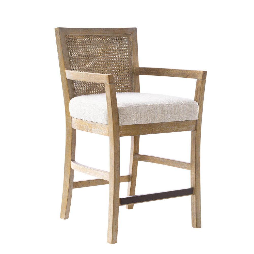 Rattan Back Counter Height Bar Stool – Upholstered Farmhouse Design