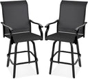 Swivel Outdoor Bar Stools with All-Weather Mesh — Set of 2