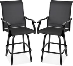 Swivel Outdoor Bar Stools with All-Weather Mesh — Set of 2