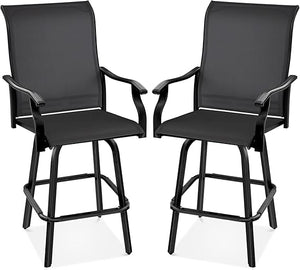 Swivel Outdoor Bar Stools with All-Weather Mesh — Set of 2