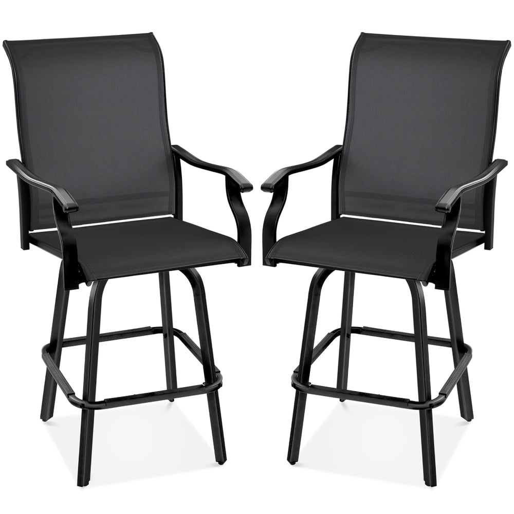 Swivel Outdoor Bar Stools with All-Weather Mesh — Set of 2