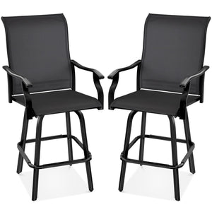 Swivel Outdoor Bar Stools with All-Weather Mesh — Set of 2