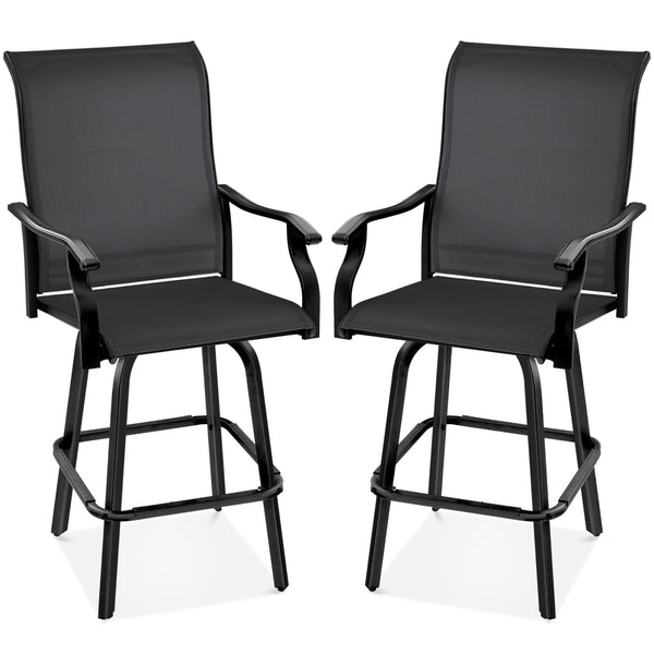 Swivel Outdoor Bar Stools with All-Weather Mesh — Set of 2