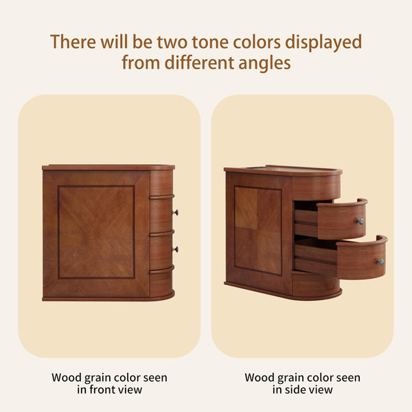 Narrow End Table with Charging Station & 2 Drawers, Fully Assembled