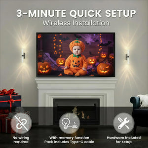 Rechargeable LED Wall Sconces Set of 2 with Remote Control