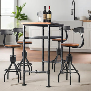 Industrial Bar Table with 2-Tier Storage