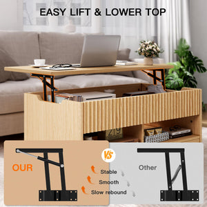 Lift Top Coffee Table with Storage & Hidden Compartment