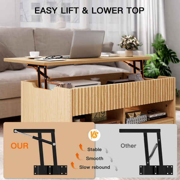 Lift Top Coffee Table with Storage & Hidden Compartment
