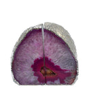 Agate Geode Bookends – Pink Silver Electroplated