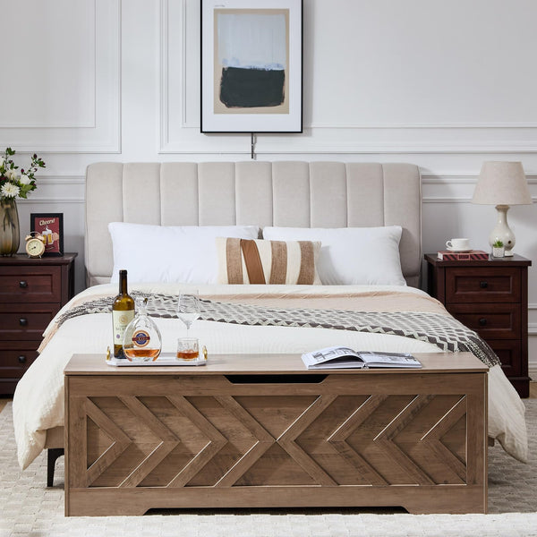 Extra Large Storage Bench with Safety Hinges