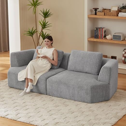 Corduroy Loveseat Boneless Sofa Couch – No Assembly, High-Density Foam