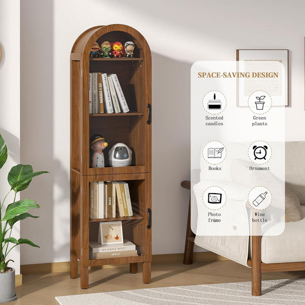 5-Tier Arched Display Cabinet with Acrylic Glass Doors