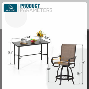 5-Piece Counter Height Patio Bar Set with Metal Table & Sling Stools