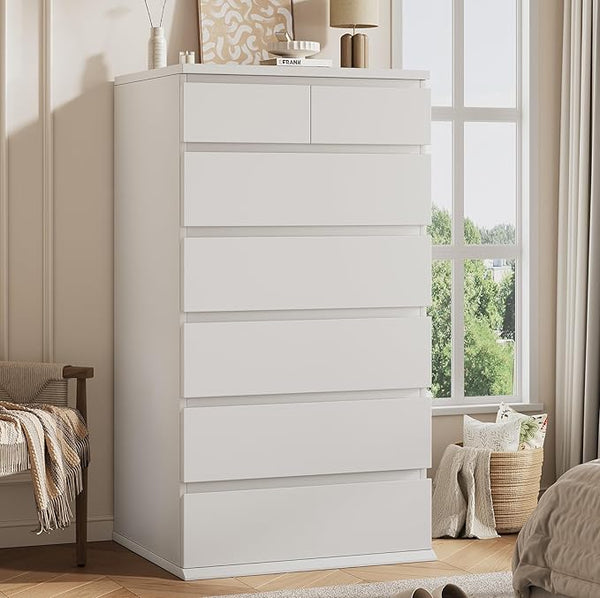 7-Drawer Tall Vertical Dresser with Jewelry Storage