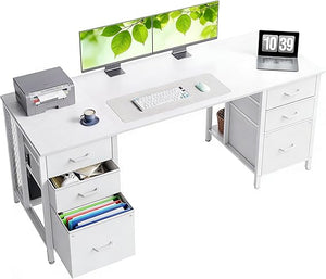 Computer Desk with 8 Fabric Drawers | Metal Frame | Home Office