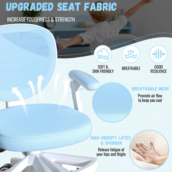 Adjustable Kids Desk Chair with Footrest & Flip-Up Armrest
