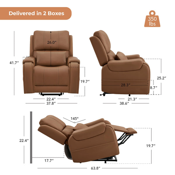 Power Lift Recliner Chair with Heat and Massage – Genuine Leather