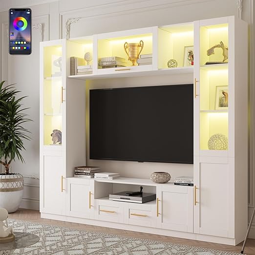 94" Wall Unit Entertainment Center with LED Lights