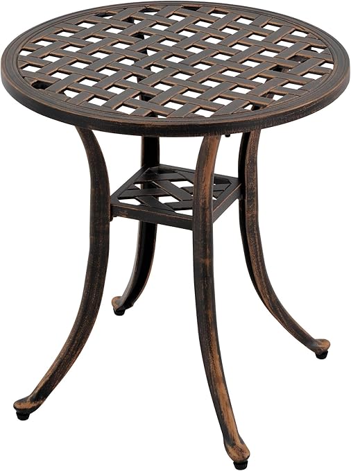 Cast Aluminum Round Outdoor Side Table Set of 2
