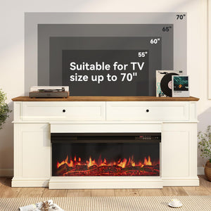 63" Fireplace TV Stand with 3-Sided Electric Fireplace