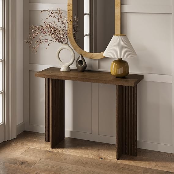 Fluted Console Table with Cross Base