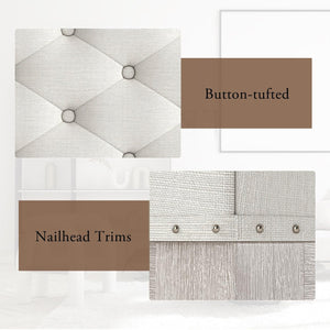 Rectangular Tufted Ottoman Coffee Table with Storage Shelf