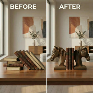 Horse Head Bookends Set – Vintage Resin Book Ends for Shelves