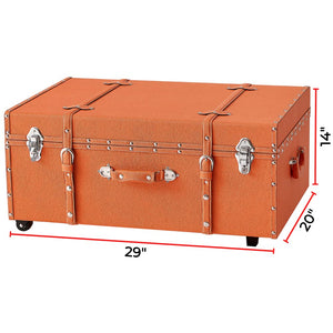 Large Orange Storage Trunk with Wheels
