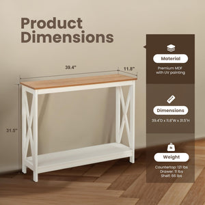 Narrow Console Table with X-Shape Design