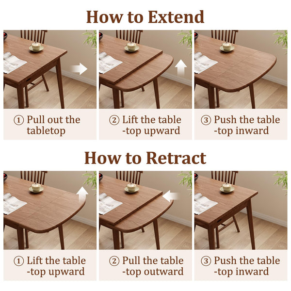 Solid Wood Extendable Dining Table 47" to 71" | Seats 4 to 10 | Walnut
