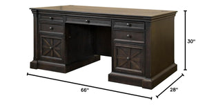 66" Wood Double Pedestal Executive Desk – Dark Brown