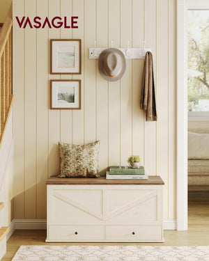 Farmhouse Storage Bench with 2 Fabric Drawers