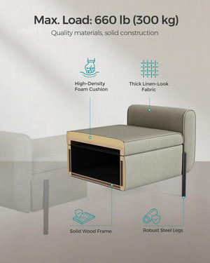 Storage Bench with Armrests and Ottoman Storage