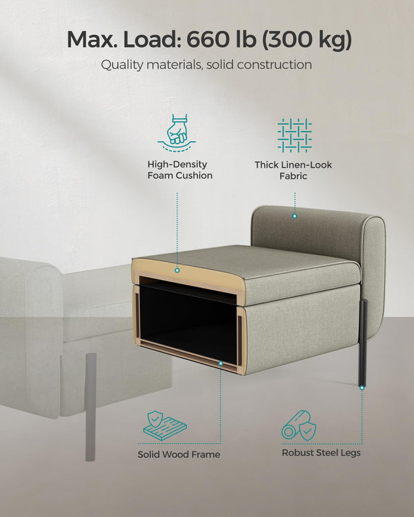 Storage Bench with Armrests and Ottoman Storage