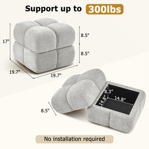 Oversized Square Storage Ottoman – Grey