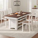 Farmhouse Counter Height Dining Table with Wine Rack & Storage